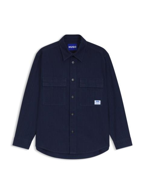 OVERSIZE-FIT SHIRT IN DENIM-LOOK STRUCTURED RIPSTOP FABRIC