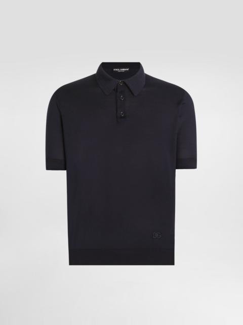 Satin silk polo shirt