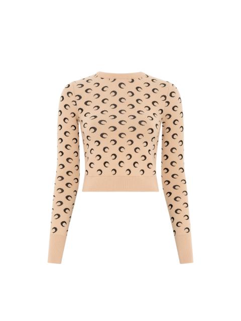 Moon Jacquard Knit Fitted Sweater