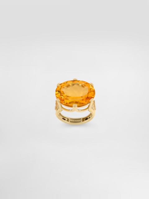 Anna ring in 18-carat yellow gold with citrine and diamonds