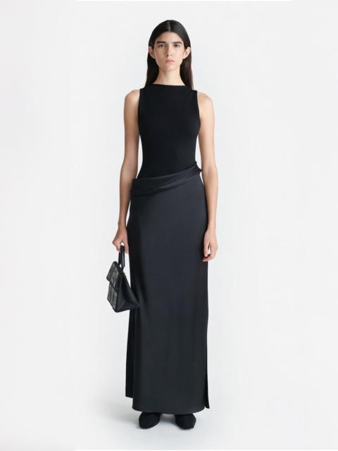 Ribbed Jersey and Slip Satin Dress