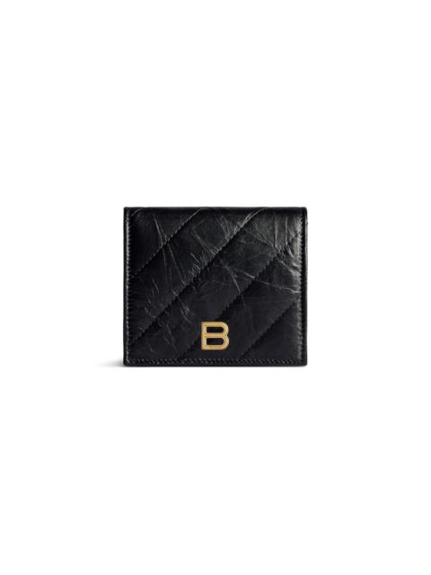 Women's Crush Flap Coin And Card Holder Quilted  in Black