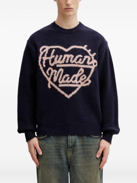 heart intarsia crewneck jumper