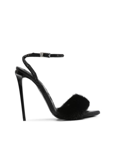 crystal-embellished fur sandals