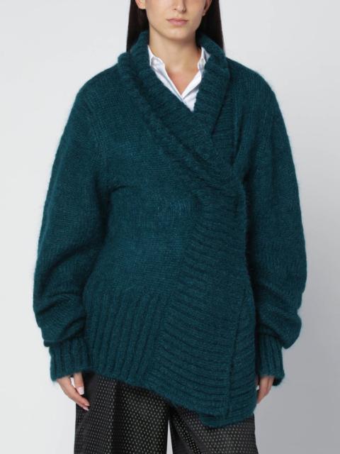 Oversized petroleum green mohair-blend sweater