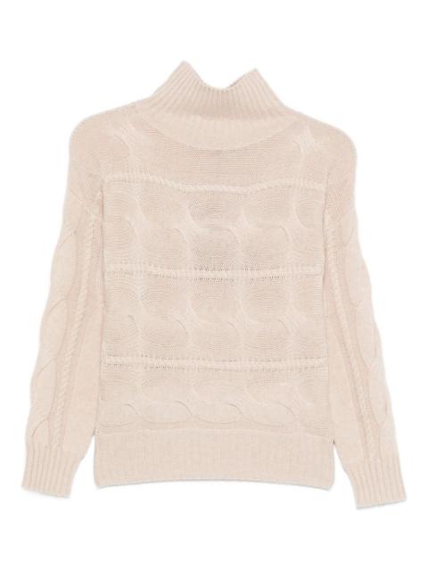 cable-knit turtleneck sweater