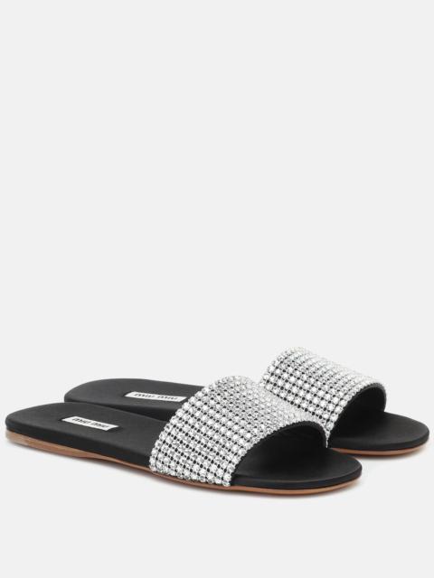Embellished satin slides