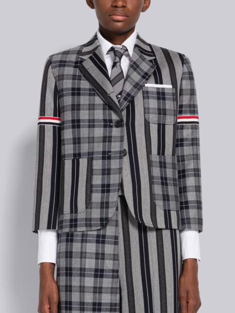 Fun-Mix Tartan Stripe Armband Cropped Sack Sport Coat