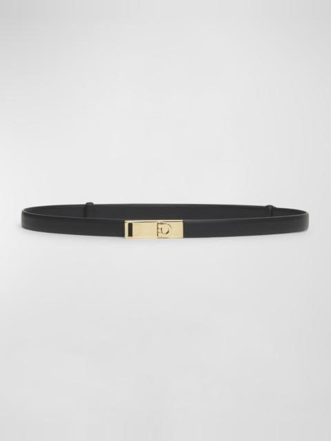 Hug Black Leather Skinny Belt