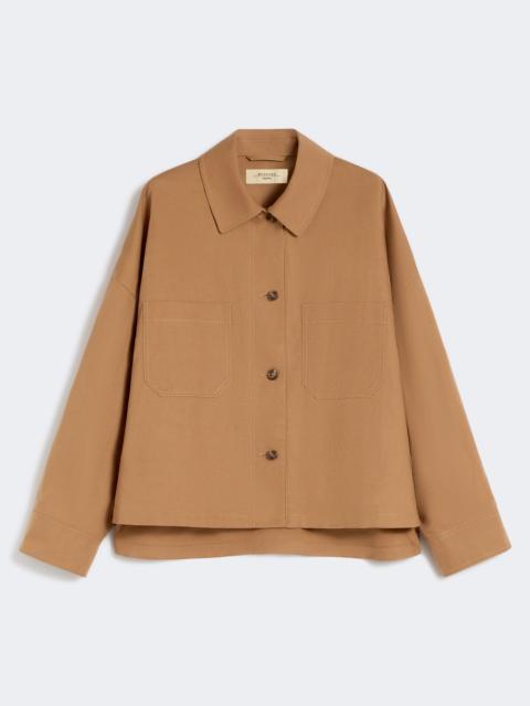 Linen and cotton basketweave oversize jacket - TOBACCO