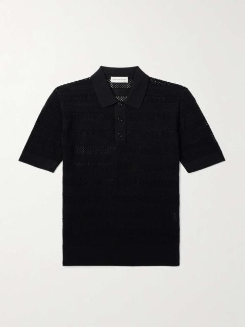 Slim-Fit Striped Pointelle-Knit Polo Shirt