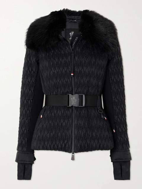 Plantrey Hooded Belted Faux Fur-trimmed Quilted Shell Down Jacket