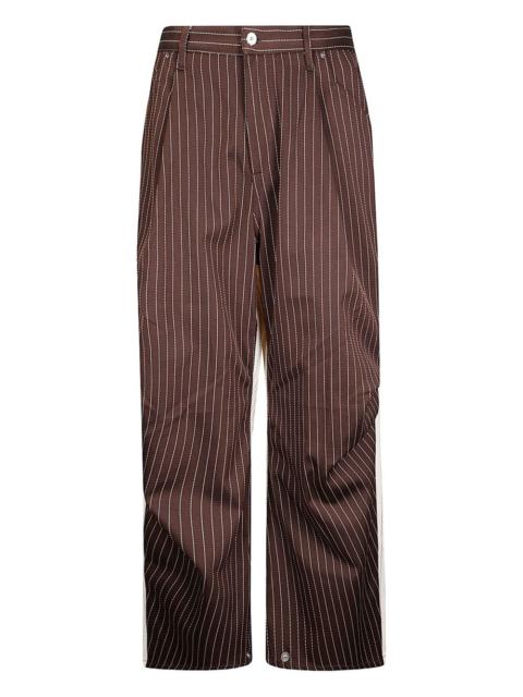 pinstripe colorblock trousers