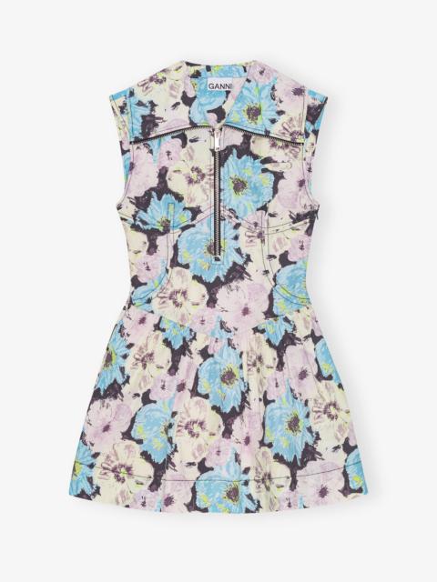 FLORAL PRINTED COTTON MINI DRESS