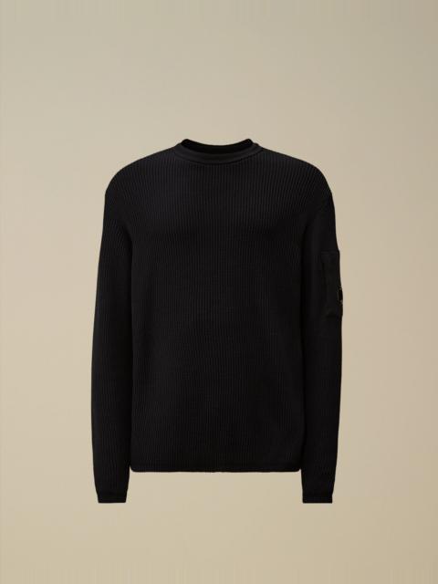 Cotton Sea Island Ribs Crewneck Lens Sweater