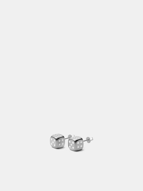 White Gold Dice Earring Pair