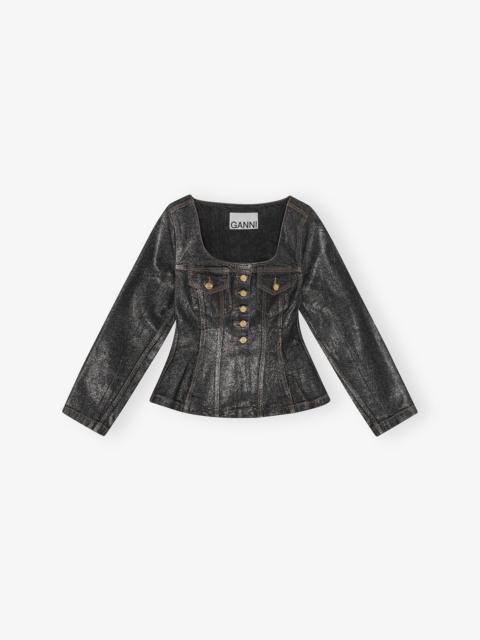 SHIMMERY FOIL DENIM BLAZER