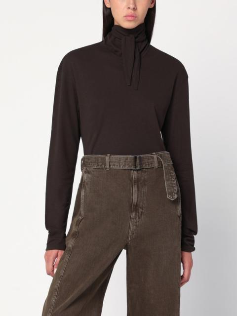 Brown turtleneck with integrated scarf