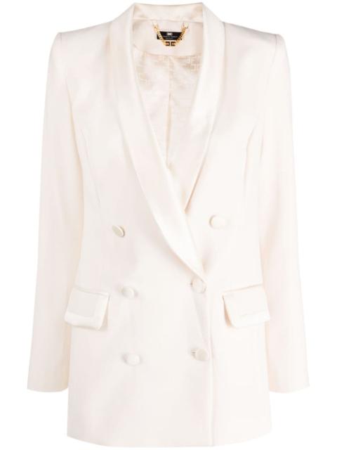 double-breasted satin-trim blazer