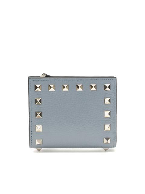 rockstud flap leather wallet