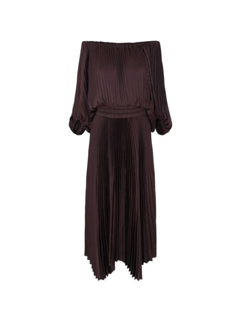 Sienna pleated off-the-shoulder midi dress