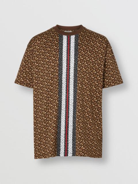 Monogram Stripe Print Cotton T-shirt