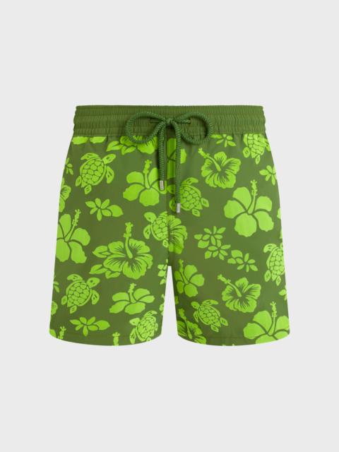 MEN SWIM SHORTS FLOCKED TROPICAL TURTLES