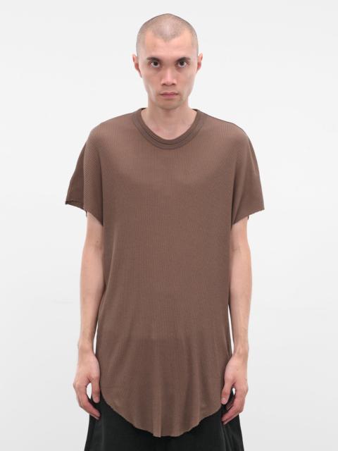 Brown Cotton-Silk Ribbed Tee