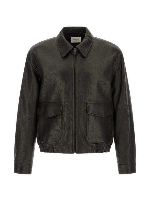 Hammered leather bomber jacket