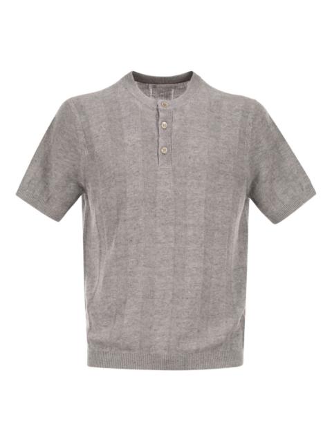 ribbed-collar polo shirt