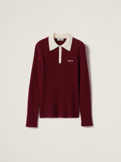 Ribbed cashmere polo shirt