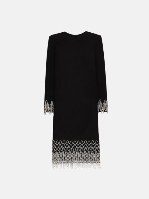 CRYSTAL WAVE EMBROIDERED SHIFT DRESS