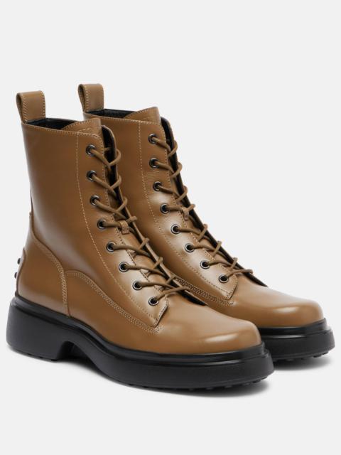 Leather combat boots
