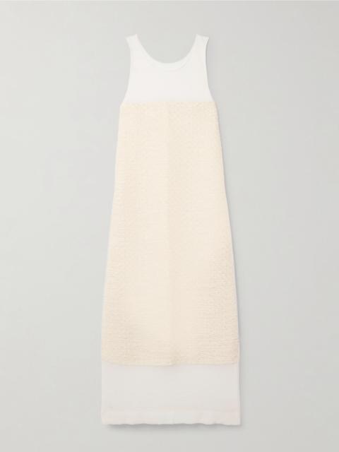 Miriele tweed-paneled knitted maxi dress Ivory