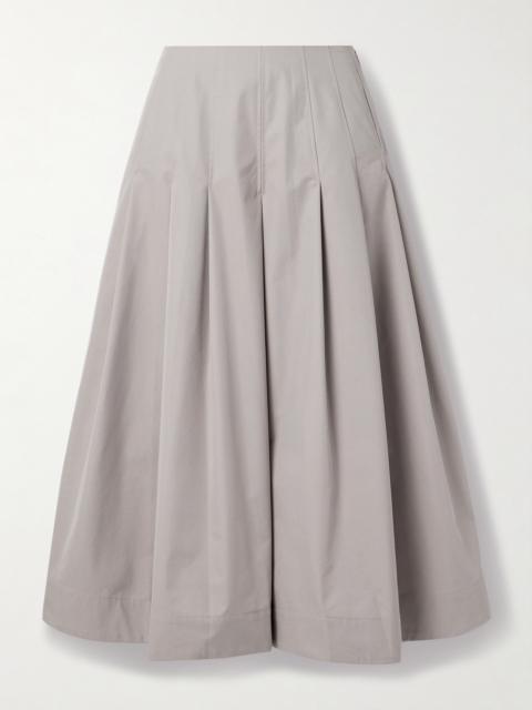 Dakota Pleated Cotton-blend Twill Midi Skirt