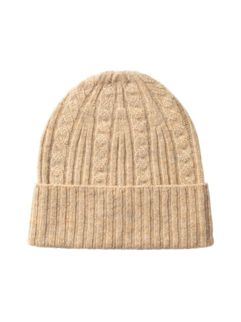 Cable & Rib Natural Cashmere Beanie