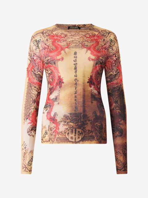 Long-Sleeve T-Shirt with Oriental Print