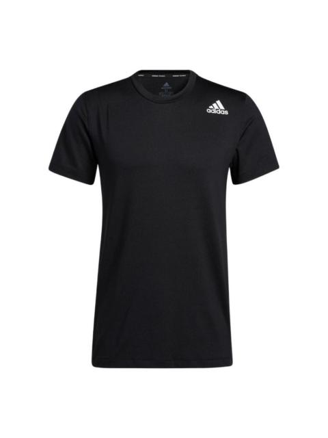 Men's adidas Solid Color Alphabet Logo Round Neck Pullover Sports Short Sleeve Black T-Shirt GU6388