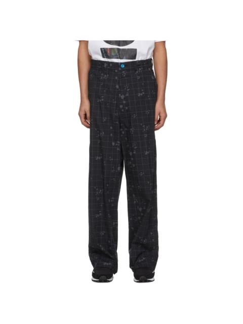 Black Cotton Check Trousers