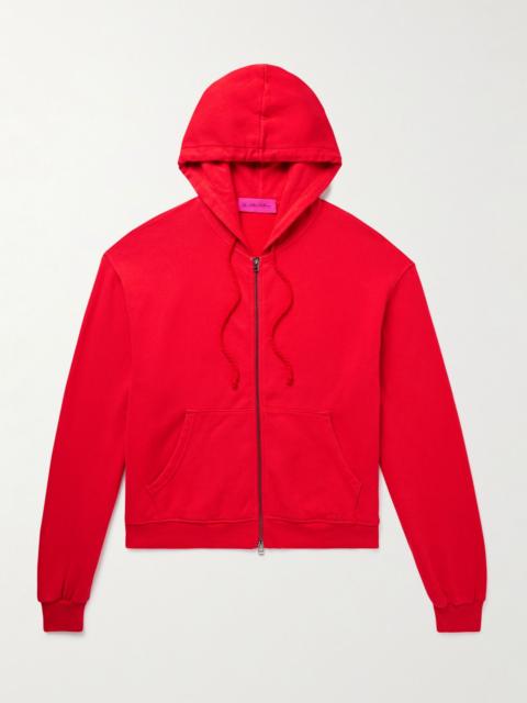Daily Logo-Embroidered Cotton and Cashmere-Blend Jersey Zip-Up Hoodie Red