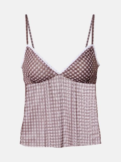 Solay gingham semi-sheer top