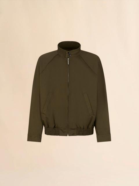 DEEP GREEN ORGANIC GABARDINE BOMBER JACKET