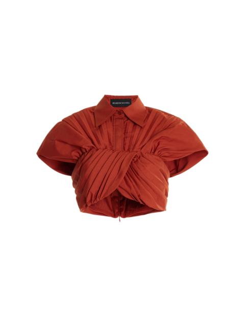 Exclusive Draped Cotton Cropped Top brown