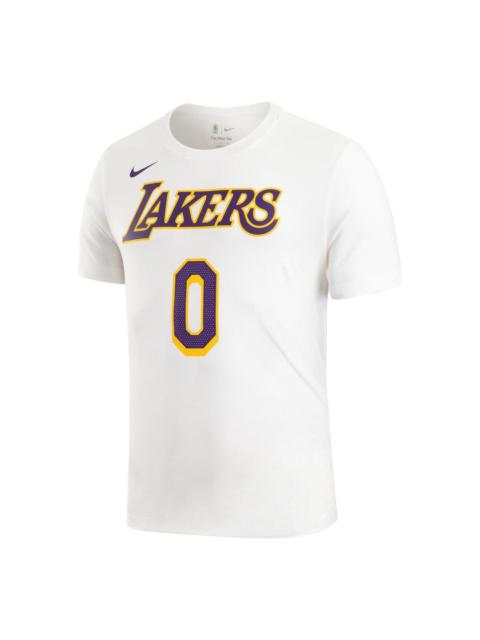 Men's Nike Alphabet Numeric Printing Basketball Sports Round Neck Short Sleeve Lakers Westbrook 0 Wh