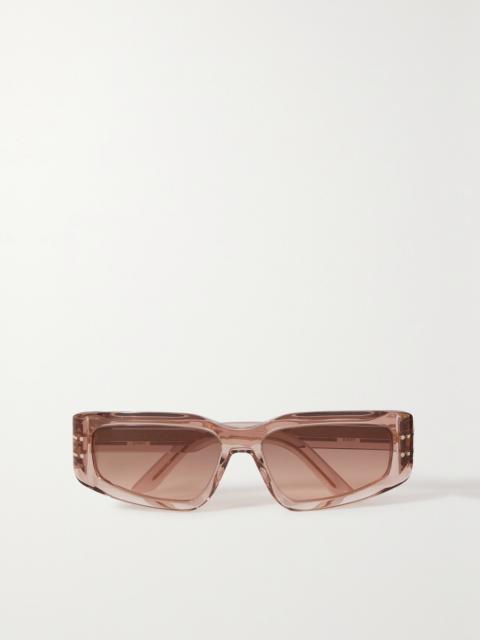 Diorsignature S9u Rectangular-frame Acetate And Gold-tone Sunglasses