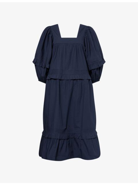 Alice Square-Neck Cotton Midi Dress