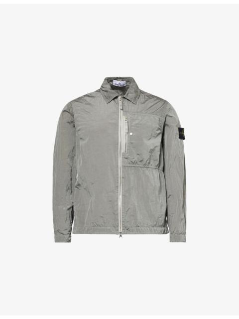 Classic-Collar Logo-Patch Woven Jacket