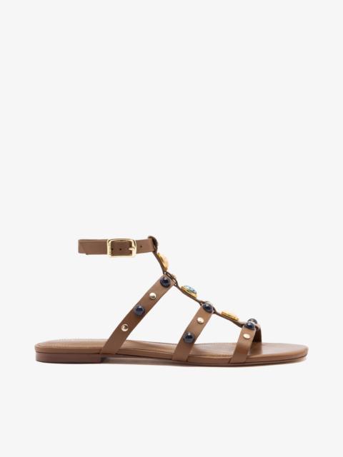 Amalfi Flat Sandal Caramel Leather