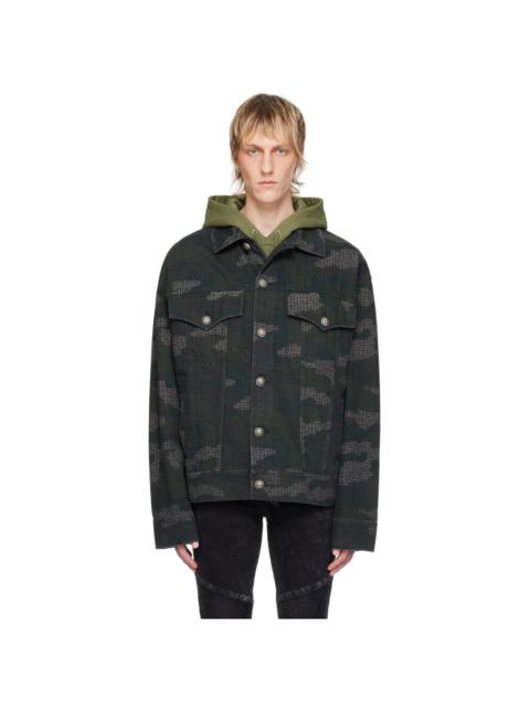 Khaki Printed Denim Jacket