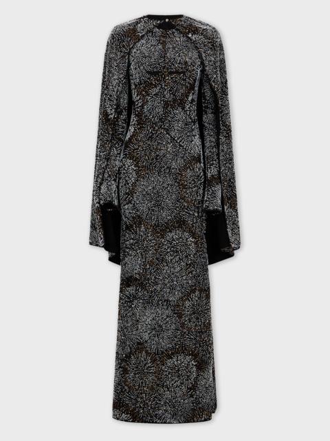 CREPE DRESS WITH PEARL EMBROIDERY